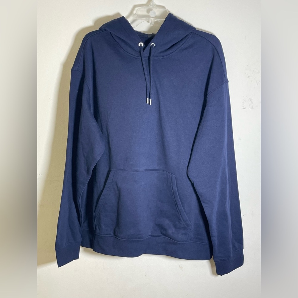 Sz L H&M Men's Navy Crewneck pull over long sleeve hoodie Sweater NWT - Picture 5 of 11